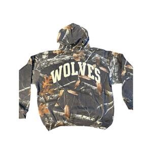 Camo Hoodie with WOLVES Print